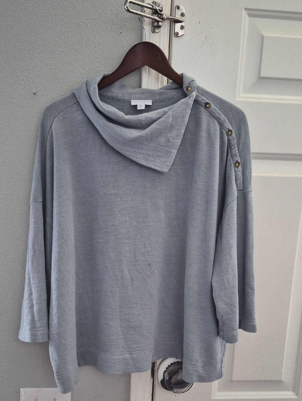 PURE JILL Womens Split Neck Knit Top Size XL.Terry Lined 3/4 Sleeve Boxy Casual - Picture 3 of 9